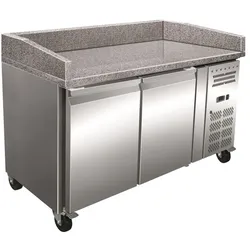 2-türige gekühlte Arbeitsplatte mit Granitplatte für Pizzen - 208W - 1545x840x1050mm