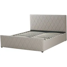 Beliani Bett mit Stauraum Kunstleder Taupe Kunststoff, 140x200 cm ROCHEFORT 140 x 200