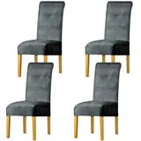 LANSHENG Stuhlhussen 4er Set, Universelle Abnehmbare Waschbar Samt Stuhlhussen, Universale Stretch Esszimmerstühle Stuhlbezug für Küche, Restaurant (Sliver Grau, 4er Set)