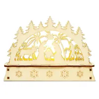 SIKORA LB-MINI Mini Schwibbogen aus Holz mit LED Beleuchtung - Farbe:Motiv Heilige Familie