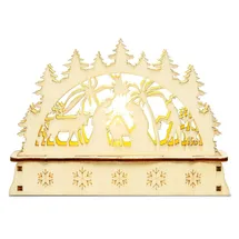 SIKORA LB-MINI Mini Schwibbogen aus Holz mit LED Beleuchtung - Farbe:Motiv Heilige Familie