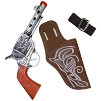 Alsino Kinder Revolver mit Holster und Gürtel Cowboy Outfit Verkleidung Sherrifstern Fasching Karneval Party Pistolengürtel