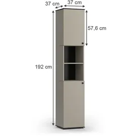 Vicco Joli Hochschrank 37 x 192 cm Greige/Schwarz Spanplatte