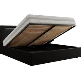 mks möbel Polsterbett GOLD 5 CLASSIC 180/200 - Schwarz Kunstleder - Multipocket-Matratze
