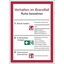 Aushang, Verhalten im Brandfall - 210x297x1.5 mm Kunststoff
