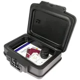 HMF 250437 Feuerfeste wasserdichte Dokumentenbox mit Zahlenschloss, DIN A4, 44,5 x 16,5 x 33 cm, Schwarz