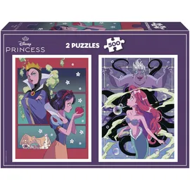 Educa - Packung mit 2 Puzzles mit je 500 Teilen | Disney Schurken und Prinzessin. Inklusive Fix Puzzle-Kleber. Maße: 34 x 48 cm. Ab 11 Jahren (20278)