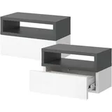 Vicco Nachttisch Urbano, 45x28cm, Weiß Anthrazit, Kommode mit Schublade