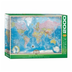 EUROGRAPHICS Puzzle EuroGraphics Map of the World, 2000 Puzzleteile bunt