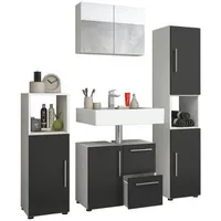 VCM Flandu mit Spiegelschrank Weiß/Schwarz
