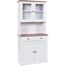 Interlink Inter Link Buffetschrank Westerland - Kiefer massiv, 2 Schubladen, - Weiss, Sepia lackiert