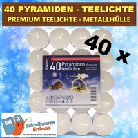 TEELICHTE - PYRAMIDEN TEELICHT KERZEN - PREMIUM - 40 STÜCK - EWA Teelichter Alu