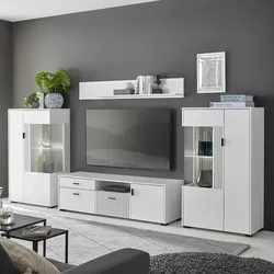 Wohnzimmer Anbauwand in modernem Design Weiß (vierteilig)