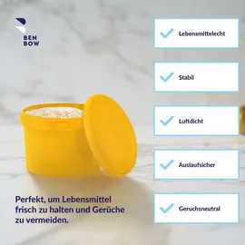 Benbow Eimer mit Deckel 0,5L x1000 Gelb - lebensmittelecht, stabil, luftdicht, auslaufsicher, geruchsneutral - Plastikeimer mit Henkel - leer - Gelb