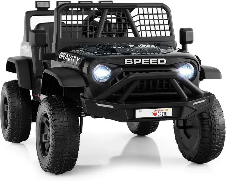 24V Elektrisches Kindermotorrad, batteriebetrieben, mit Fernbedienung für Eltern, Musik und LED-Scheinwerfer, Tragfähigkeit 30 kg, geeignet ab 3 Jahren, schwarz