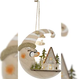 HGD Fensterbild-LED "Mond über dem Waldhaus"