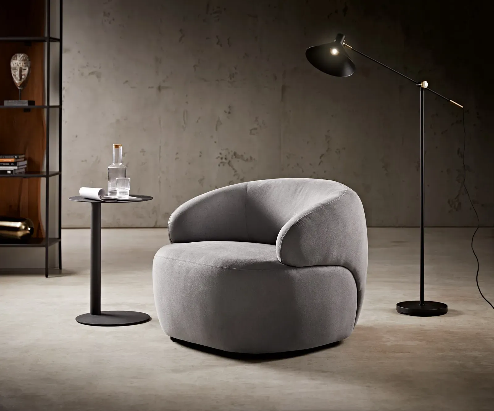 DELIFE Fauteuil-lounge Nova 88x88 cm microfibre gris, Fauteuils de club