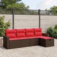vidaXL Gartensofa-Set 5-tlg. braun
