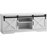 FineBuy Lowboard Fernsehkommode 150 cm TV Schrank Fernsehschrank Weiß Landhaus