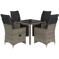 vidaXL 5-tlg Garten-Bistro-Set mit Kissen Grau Poly Rattan Modell 15