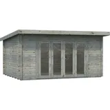 Palmako Lea Holz-Gartenhaus/Gerätehaus Grau Pultdach Tauchgrundiert 450 cm x 330 cm
