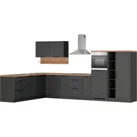 kochstation Winkelküche KS-Lana L-Form 240 cm grau