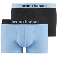 bruno banani Herren Boxershorts, 2er Pack - Flowing, Baumwolle Himmelblau/Schwarz XXL (XX-Large)