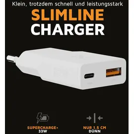 Xtorm Go2 SlimLine Wand-Ladegerät 33W 1x USB-C/ 1x USB-A weiß