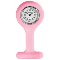 Adrina Unisex – Uhr Krankenschwesteruhr Silikon Ansteckuhr Analog Quarz 410000X (Rosa/Silberfarbig)
