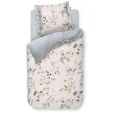 Pip Studio Bettwäsche Kawai Flower Weiß Blumen Zweige Blüten Gemustert Wendeoptik Weiß Blau Perkal, Größe:135 cm x 200 cm