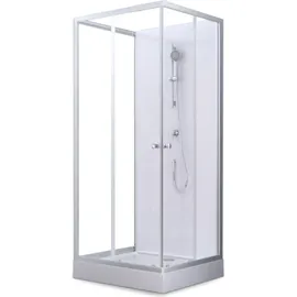 Marwell Dusche Komplett MARWELL Komplettdusche Fertigdusche White Dream 90 x 90 x 200 cm – Komplett Set inkl. Duschwanne und Armatur - reversibel aufbaub...