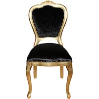 Casa Padrino Barock Luxus Esszimmer Stuhl Schwarz / Gold - Schminktisch Stuhl - Barock Möbel
