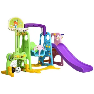 komfotteu Spielwelt 6 in 1 Spielplatz, für Indoor und Outdoor, Breite Standbeinen bunt