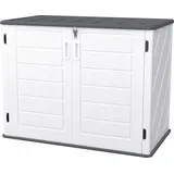 TRMLBE Mülltonnenbox 132x75X99 cm Gartenbox Gartenschrank mit Verstellbare Deckel Mülltonnenverkleidung Gartengerätehaus Kunststoff Wetterfest f... - Weiß