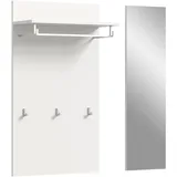 VCM xonox.home Garderobe Jam X8BA9621 Paneel mit Spiegel in weiß, ca. 90x106x27 cm