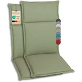 GO-DE Textil Bequeme und attraktive Polsterauflagen für Hochlehner-, Mittellehner- und Niederlehner-Gartenstühle (2er-Set, Uni Grün, Hochlehner)