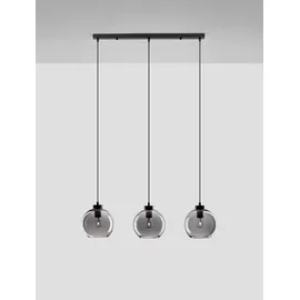Nova Luce Palmer 3-flg. 70 cm schwarz, Rauchiggrau