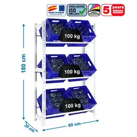 Simonrack Getränkekistenregal 80 x 30 x 180 cm Weiß