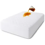 Matratzenschoner aus Baumwolle, gesteppte Matratze mit antiallergischer Behandlung, wasserdicht, milbendicht, weich und leise, atmungsaktive Auflage (Weiß, 180 x 200 + (35 – 40))