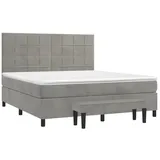 vidaXL Boxspringbett mit Matratze Hellgrau 180x200 cm Samt