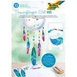Folia Traumfänger-Set Kids, Komplettset zur Gestaltung eines Traumfängers aus Pappe, mit Stanzteilen, Stickern, Stickgarn und Sticknadel