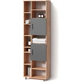 livinity Livinity® Badschrank, Honigeiche, Braun, Holzwerkstoff, 14 Fächer, Rechteckig, 60x190x30 cm, Badezimmer, Badezimmerschränke, Hochschränke