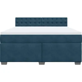 vidaXL Boxspringbett mit Matratze Blau 180x200 cm Samt