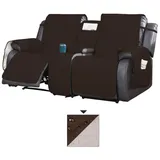 BTTO Sofahusse Sofahusse 2 Sitzer,Sofaüberzug mit Seitentasche,4-teilig, Mit elastischem Band,Mittelkonsole,für 2-Sitz Liegestuhlbezug