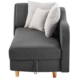 vente-unique Recamiere Polyester mit Schlaffunktion 1-Sitzer Grau