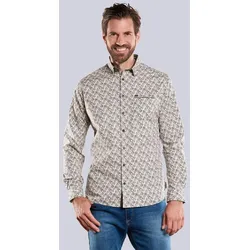 engbers Herren Langarm-Hemd aus nachhaltiger Baumwolle grün regular gemustert Button Under - XL