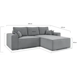 e-meubles Ecksofa mit Schlaffunktion und Bettkasten, Couch für Wohnzimmer, Schlafsofa Sofagarnitur Sofa Eckcouch L-Form mit Bettfunktion 250x...