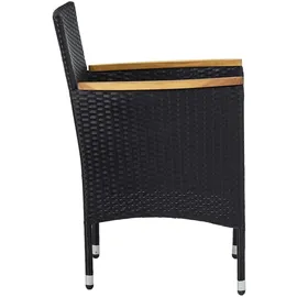 vidaXL 5-tlg. Garten-Essgruppe Poly Rattan und Massivholz Schwarz
