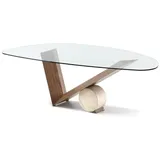 Casa Padrino Luxus Esstisch mit Glasplatte Braun / Creme 220 cm -  Italy - Braun/Creme