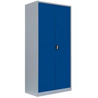 Lüllmann Stahlschrank 530361 enzianblau, lichtgrau 4 Fachböden 92,5 x 60,0 x 195,0 cm, aufgebaut, 1 St.